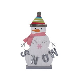 Transpac Wood 12.99 in. Multicolor Christmas Snowman with Detail - 1 of 4