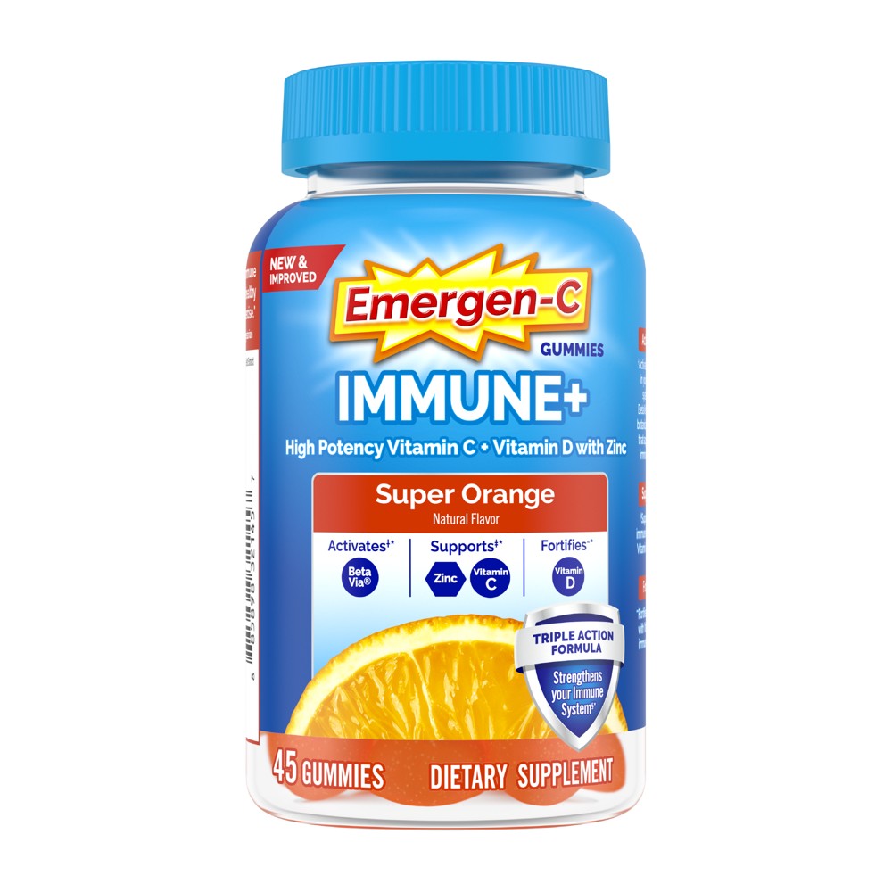 Photos - Vitamins & Minerals Emergen-C Immune+ with Vitamin D Gummies - Super Orange - 45ct