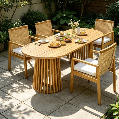 ※こぅ様※◆カーテンセット◆W89cm×H198cm◆D-2508KA8◆ Christopher Knight Home Elpis 5 Piece Farmhouse Outdoor Acacia