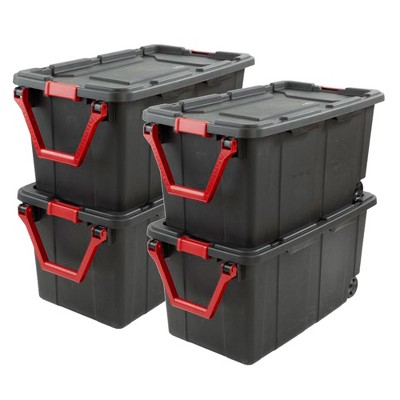 Sterilite 40 Gal Wheeled Industrial Tote, Stackable Storage Bin With ...