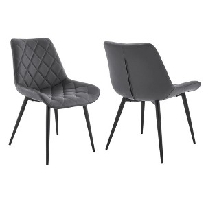 Armen Living,Loralie Gray Faux Leather and Black Metal Dining Chairs - Set of 2 - 1 of 4