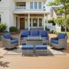 Belord Patio Furniture Set with 41" Fire Pit Table, 6-Piece All Weather Wicker Outdoor Furniture with High Back Swivel Patio Chairs Outdoor Couch - 4 of 4
