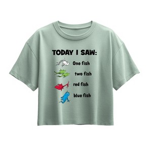Girls' - Dr. Seuss - Today Saw One Fish Short Sleeve Boxy Graphic T-Shirt - 1 of 3