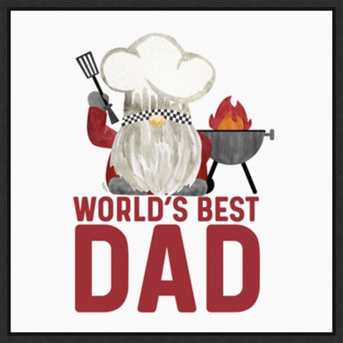 16 X 16 Father's Day Gnome Dad By Tara Reed Framed Canvas Wall Art Black  - Amanti Art : Target