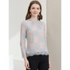 Allegra K Women's Lace Long Sleeve Keyhole Back Ruffle Neck Floral Blouse - 2 of 4