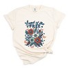 Simply Sage Market Distressed Land Of The Free Flowers Garment Dyed Tee - 2 of 4