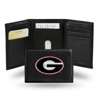 NCAA Georgia Bulldogs Embroidered Genuine Leather Tri-Fold Wallet