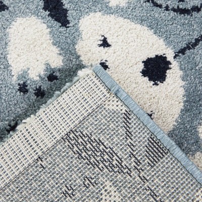 Kelsey Blue Floral Washable Reversible Kids Rug 5' x 7'