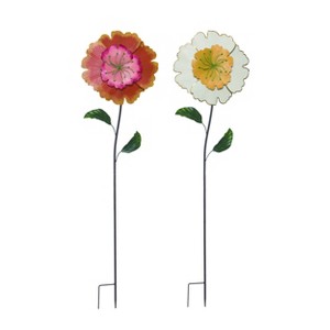 Transpac Metal Full Bloom Flower Y/S Set of 2 Spring Home Decorations - 1 of 1