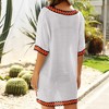 Anna-Kaci Women's Woven Beach Cover-Up Dress with Crochet Trim and Off-Shoulder Design - 2 of 4