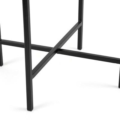 Round Marble Top Folding Side Table with Black Metal Legs