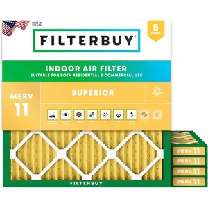 Filterbuy 18x18x1 Air Filter (5-Pack), Pleated MERV 11 Allergen Defense Replacement HVAC AC Furnace Filters (Actual Size: 17.75 x 17.75 x 0.75) - 1 of 4