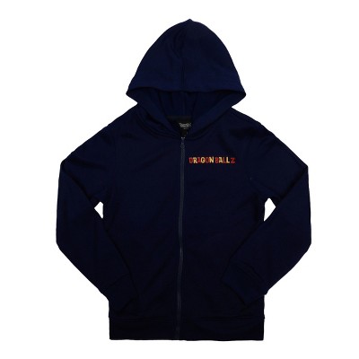 Dragon Ball Z Orange Kanji Long Sleeve Navy Boy's Zip Hoodie