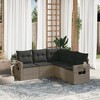 vidaXL 5 Piece Patio Sofa Set with Cushions Poly Rattan - Gray Without Table - 2 of 4