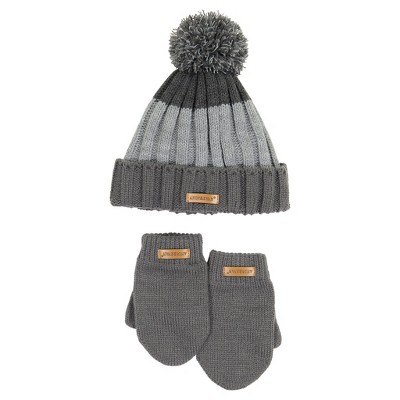 Andy & Evan Toddler Boys Hat & Glove Set - AE Label Grey