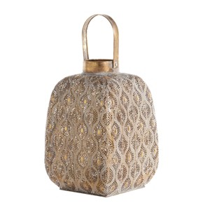 21" x 10" Mosaic Patterned Indoor/Outdoor Candle Holder Gold - Olivia & May - 1 of 3