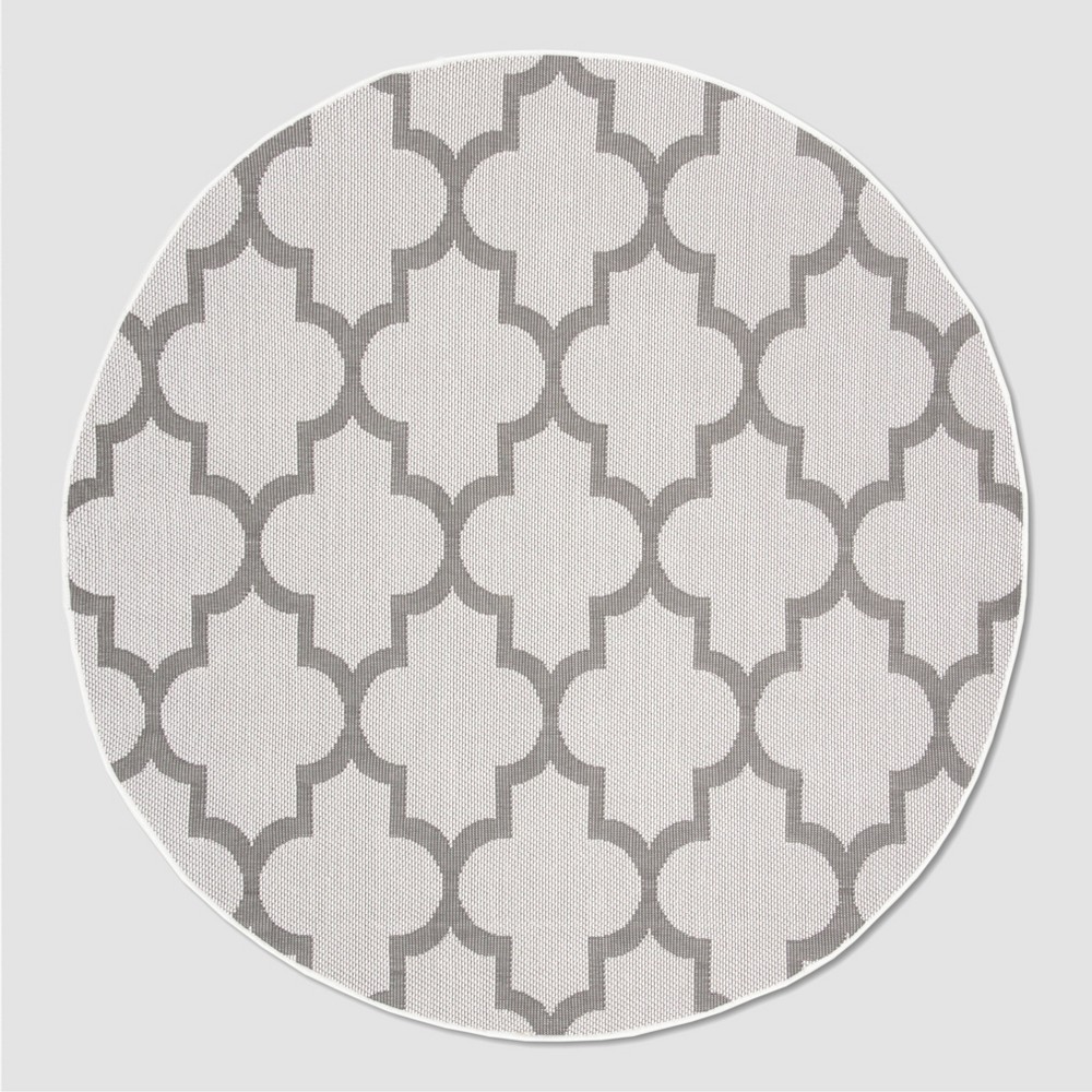 Rafaela 6'7in Round Outdoor Rug Ivory/Gray - Safavieh