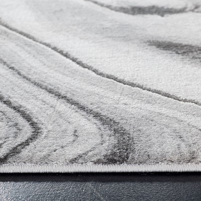 Elysian Swirls Abstract Runner Rug in Grey & Silver, 2'3" x 6'