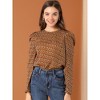 INSPIRE CHIC Women's Retro Puff Long Sleeve Round Neck Puffy Chiffon Blouse Tops - 3 of 4