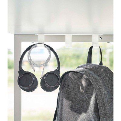White Steel Under-Desk Storage Hooks