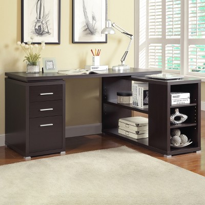 Vynxaria Tona Cappuccino 3-Drawer L-shape Computer Desk