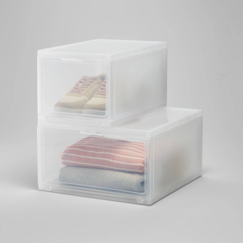 Small Stackable Bins Front Opening Clear Plastic - Brightroom™, 4 of 7