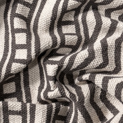 Modern Geometric Black and White Cotton Flat Weave Area Rug 8' x 10'