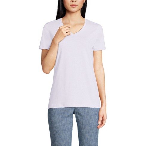 Lands' End Women's Tall Relaxed Supima Cotton V-neck T-shirt - X Large ...