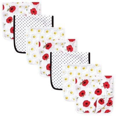 Hudson Baby Infant Girl Muslin Burp Cloth 7pk, Poppy Daisy, One Size