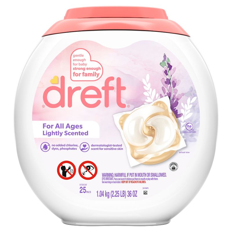 Dreft Lightly Scented HE Compatible Laundry Detergent Soap Pacs, 1 of 13
