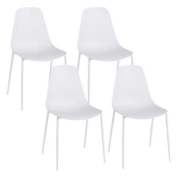 Costway Armless Dining Chair Set of 4 Home Heavy-duty Metal Leg Leisure Chair Black/White
