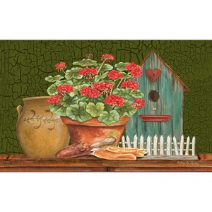 Briarwood Lane Doormat 30x18 Indoor Outdoor Potted Geraniums Summer For Summer Doormat - 1 of 4