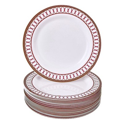 Silver Spoons Floral Embossed Plastic Plates for Party, Heavy Duty Disposable Dinner Set, (20 PC), Renaissance Collection