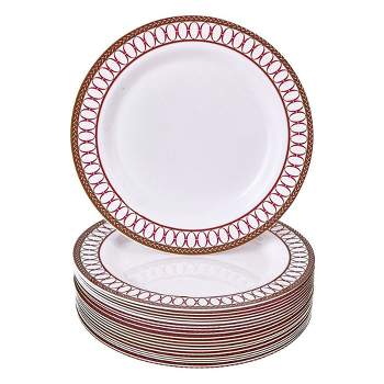 Silver Spoons Floral Embossed Plastic Plates for Party, Heavy Duty Disposable Dinner Set, (20 PC), Renaissance Collection