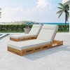 Set of 2 Outdoor Wood Reclining Lounge Chairs with Water-Resistant Cushions, Adjustable Chaise Loungers for Poolside or Backyard-The Pop Home - 3 of 4