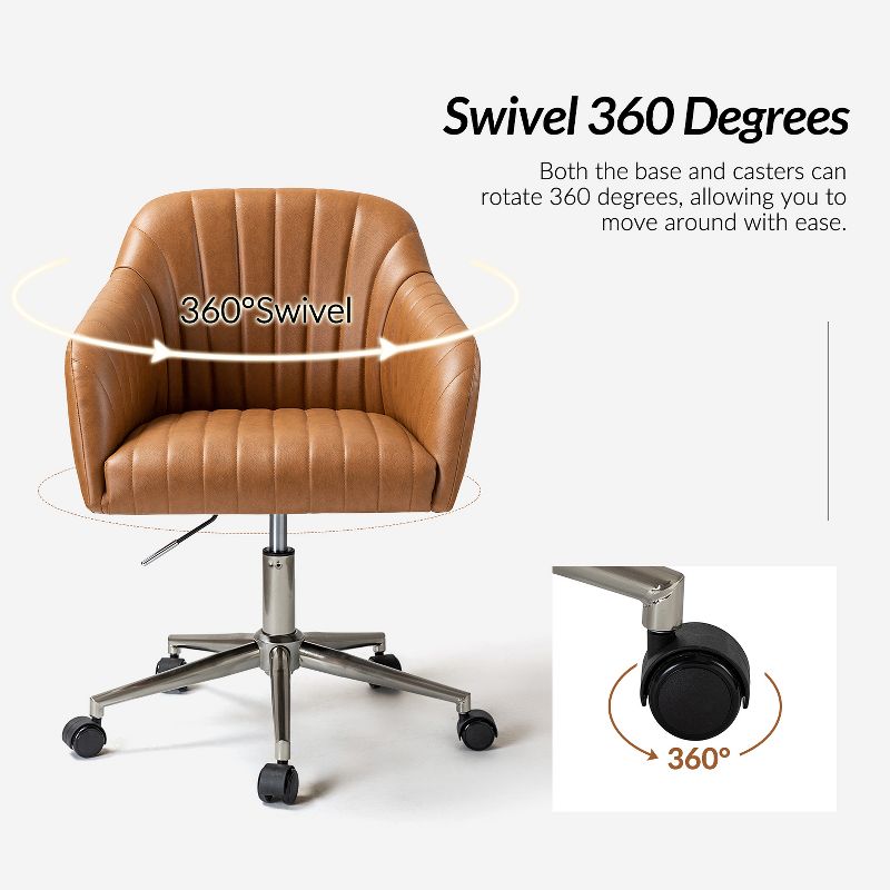 Luca Vegan Leather Height-adjustable Ergonomic Office Chair with Elegant Channel Design Task Chair| ARTFUL LIVING DESIGN, 5 of 11