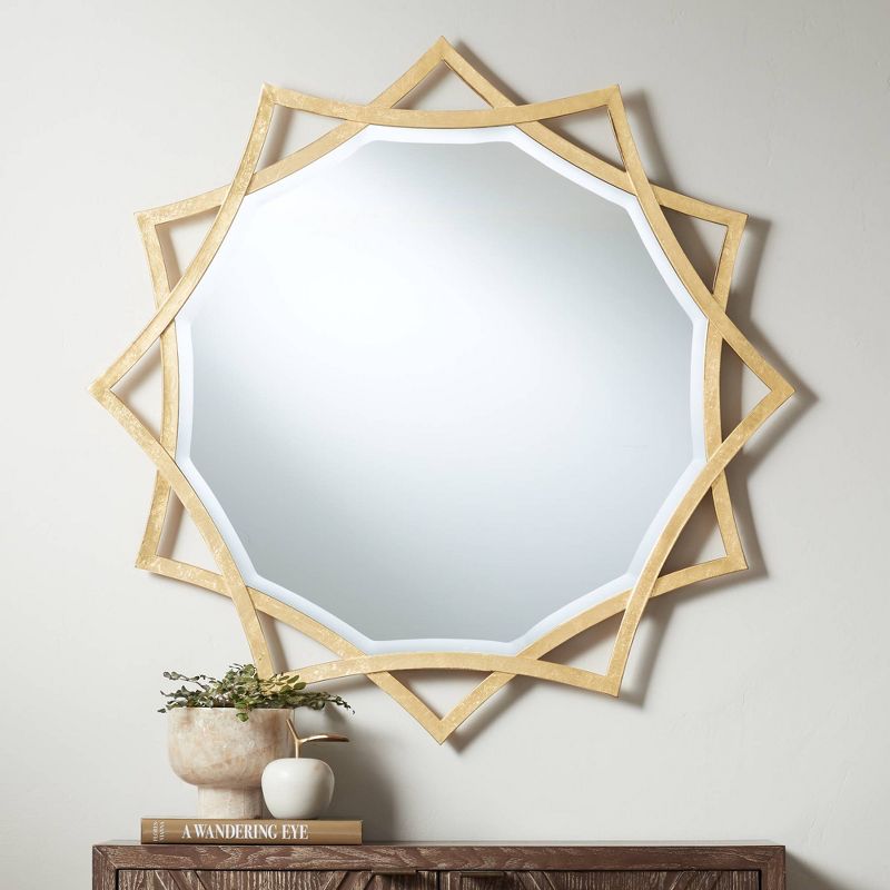 Uttermost Sola Sonnet Sunburst Vanity Decorative Accent Wall Mirror Modern Beveled Gold Iron Frame 34" Wide for Bathroom Bedroom Living Room Entryway, 2 of 8