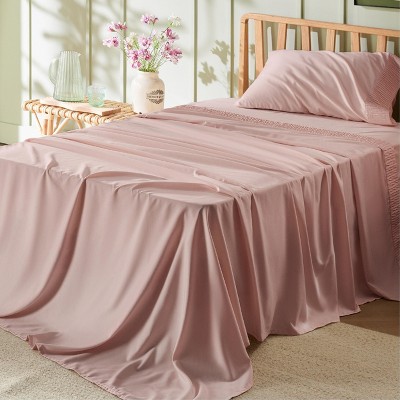 Bedsure | 3/4 Pcs Solid Embossed Soft Sheet & Pillowcase Bedding Set