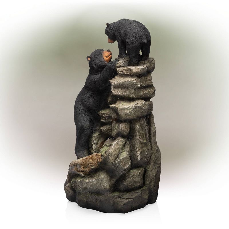 Alpine Corporation 36&#34; Resin Two Bears Climbing Waterfall Fountain with LED Lights Brown, 5 of 8