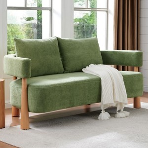67" Chenille Loveseat Sofa with 2 Pillows ¨C Cozy Upholstered Couch for Living Room, Bedroom, or Office - 1 of 4