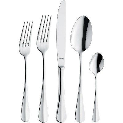 Amefa Baguette 20-Piece Premium 18/10 Stainless Steel Flatware Set, High Gloss Mirror Finish, Silverware Set Service for 4, Rust Resistant Cutlery