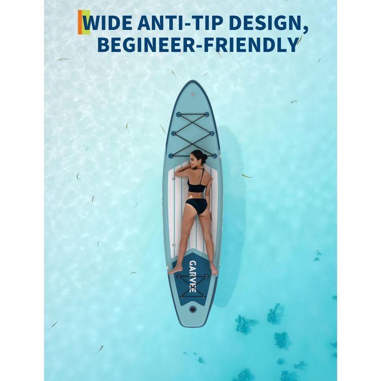 Inflatable Paddle Board with Durable SUP Accessories, Non-Slip EVA Deck, 10'6" Inflatable Stand Up Paddle Board for Adults & Youth, Blue & Green, 4 of 6