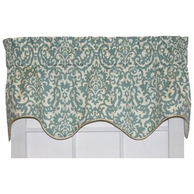 Ellis Curtain Duncan High Quality Room Darkening Solid Natural Color Lined Scallop Window Valance - 50 x15" Spa