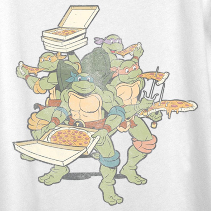 Women's Teenage Mutant Ninja Turtles Distressed Pizza Lovers Scoop Neck, 2 of 5