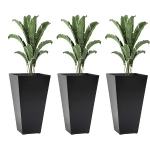Okak Tall Planters 3 Pack 28 Inch H Indoor/Outdoor Flower Pots with Drainage for Porch, Deck, Patio - 1 of 4
