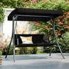 Tangkula 3-Person Porch Swing w/ Stand w/ Rattan Seat Back Metal Frame Adjustable Shade - 4 of 4