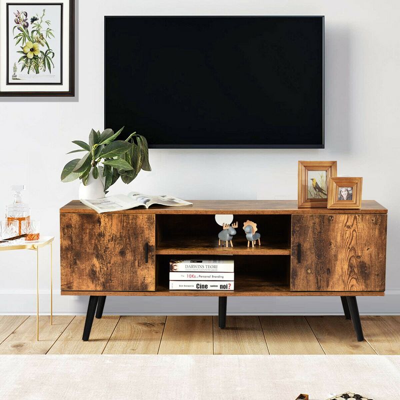 Costway Industrial TV Stand Entertainment Center for TV's Up to 55" w/ Storage Cabinets, 5 of 11