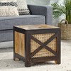 16 Inch Outdoor Patio Ottoman, Square Wicker Ottoman Seat, Patio Rattan Furniture Foot Rest Stool, Outdoor Footstool: Bohemian Handmade Rattan - 2 of 4