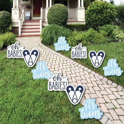 Big Dot of Happiness It's Twin Boys - Lawn Decorations - Outdoor Blue Twins Baby Shower Yard Decorations - 10 Piece