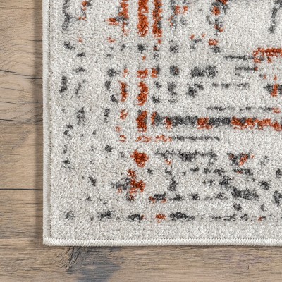 Arlena Distressed Red and Gray Traditional Area Rug, 4' x 6'